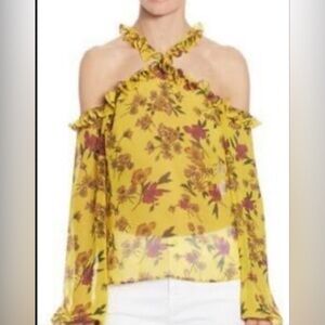 Floral Ruffle Yellow Blouse